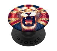 British UK Lion Union Jack Mane Lion's Roaring Great Britain PopSockets Adhesive PopGrip