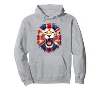 British UK Lion Union Jack Mane Lion's Roaring Great Britain Pullover Hoodie
