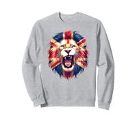 British UK Lion Union Jack Mane Lion's Roaring Great Britain Sweatshirt
