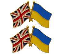 British Ukrainian Flag Pin 2pcs Uk Ukraine Friendship Flag Badge Support Ukraine Button Brooch for Celebration Sports Event