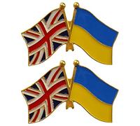 British Ukrainian Flag Pin - 2pcs Uk Ukraine Friendship Flag Badge Support Ukraine Button Brooch for Celebration Sports Event