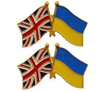 British Ukrainian Flag Pin - 2pcs Uk Ukraine Friendship Flag Badge Support Ukraine Button Brooch for Celebration Sports Event