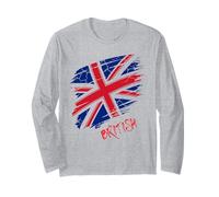 British Union Jack Flag Grunge Style Streetwear Vibe Women Long Sleeve T-Shirt