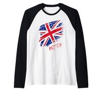 British Union Jack Flag Grunge Style Streetwear Vibe Women Raglan Baseball Tee
