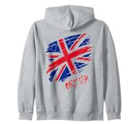 British Union Jack Flag Grunge Style Streetwear vibe Women Zip Hoodie