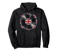 British Vinyl Record Union Jack Music Vintage Distressed UK Pullover Hoodie