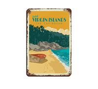 British Virgin Islands Caribbean Vintage Travel Poster Tin Sign Vintage Metal Pub Club Cafe Bar Home Wall Decor Poster Retro 30x40CM