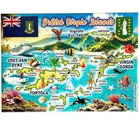 British Virgin Islands Tortola Map Caribbean Fridge Collector's Souvenir Magn...