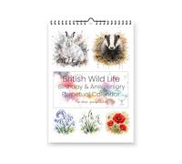 British Wild Life Birthday & Anniversary Perpetual Calendar - Splash Effect Watercolour Prints
