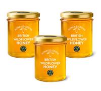 British Wildflower Honey Pack of 3 (3 x 240g), Raw, Pure, Natural, Runny & Unpasteurised, Never Heated | Lab Certified 0% Added Sugar | Honey Gift Set, 100% British