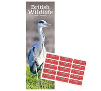 British Wildlife Calendar 2026 Slimline with FREE Organisational Stickers