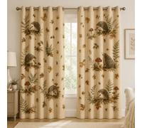 British woodland hedgehog Blackout Eyelet Curtains 2 PanelsW66 x L72 in | Autumn Polyester Microfibre, 90-95% Blackout, 4cm Silver Eyelets, Bedroom, Living Room, Nursery, Home Office