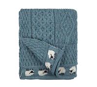 British Wool 100% Chunky Aran Wool Warm/Cosy Throw/Blanket In Multicolours (One Size) MADE IN UK (Summer Storm/Sea Blue)