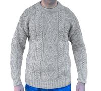 British Wool 100% Pure Arran Jumper - Made in The UK- Round Neck Unisex Jumper - Super Warm and Cosy Sweater for Winter - (XXL, Skiddaw)