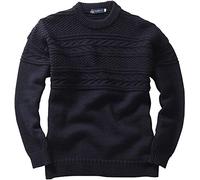 British Wool Pure Guernsey Unisex Crew Neck Jumper - Made in UK (Navy, Large)