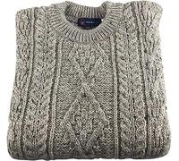 British Wool Unisex Authentic Long Sleeved Crew Neck Arran Jumper - Made in UK (Oatmeal) (Medium)