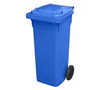 BritishBins Blue 140 ltr Wheelie Bin - Mid Size Household Wheelie Bin (For Many Councils) - Tough & Durable - For All Your Outdoor Rubbish & Recycling - EN840 Certified & Tested