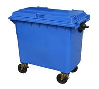 BritishBins Blue 660 ltr Wheelie Bin - Regular Size 4-Wheel Wheelie Bin - Tough & Durable - For All Your Outdoor Rubbish & Recycling - EN840 Certified & Tested