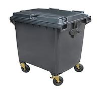 BritishBins Grey 1100 ltr 4 Wheel Wheelie Bin - Large Size 4-Wheel Wheelie Bin - Tough & Durable - For All Your Outdoor Rubbish & Recycling - EN840 Certified & Tested