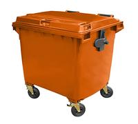 BritishBins Orange 1100 ltr 4 Wheel Wheelie Bin - Large Size 4-Wheel Wheelie Bin - Tough & Durable - For All Your Outdoor Rubbish & Recycling - EN840 Certified & Tested