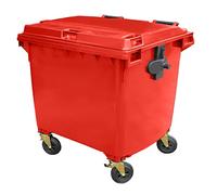 BritishBins Red 1100 ltr 4 Wheel Wheelie Bin - Large Size 4-Wheel Wheelie Bin - Tough & Durable - For All Your Outdoor Rubbish & Recycling - EN840 Certified & Tested