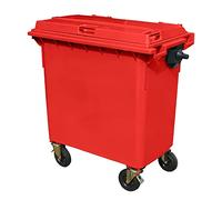 BritishBins Red 770 ltr Wheelie Bin - Mid Size 4-Wheel Wheelie Bin - Tough & Durable - For All Your Outdoor Rubbish & Recycling - EN840 Certified & Tested