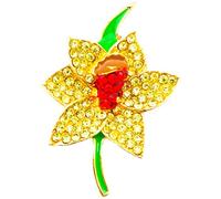BRITISHPAPER New Gold Daffodil Flower Pin Brooch Enamel and Crystal Brooches for Women from UK Seller