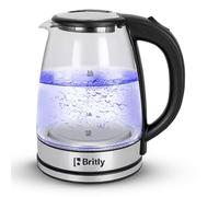 Britly 2L Illuminating Electric Glass Kettle | 1500W Cordless Glass Jug Kettle with 360° Rotational Base | Auto Shut Off & Boil Dry Sensor | LED Indicator for Hot Water Tea or Coffee