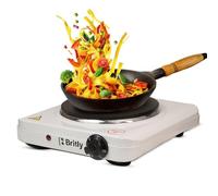 Britly Single Hot Plate 1500W | Portable Electric Hob with Adjustable Temperature Control and Cast-Iron Burner | 185 mm Plate | Lightweight and Ideal for Campsites