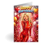 Britney Spears Inspired Birthday Greeting Card | A4 Luxury Birthday Card with Envelope | Pop Icon Style Birthday Card for Her | Fun Glam Party Design