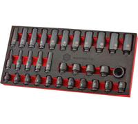Britool Hallmark 32Pc Standard & Deep Impact Socket Set (12-Point) 7-22mm - 3/8" Drive