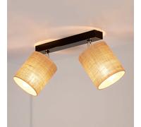 BRITOP Ceiling light in jute with textile shades, 2-bulb