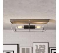BRITOP Neptuna ceiling light, grey/black, 46 x 15 cm, 2-bulb