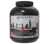 BRITPRO - Beef Protein Isolate Plus, 1.8KG - Raspberry Strawberry Flavour - 97% Protein Concentration, 27g Protein - No Added Sugar, Zero Fat, Dairy Free - Muscle Recovery - Made in UK