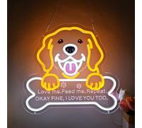 Britrio Golden Retriever Labrador Dog Neon Sign LED Puppy Neon Light Bedroom Pet Room Home Living Wall Decor Party Decoration Birthday Dog Lover Gift for Game Room Pet Shop 5V USB 13.78''