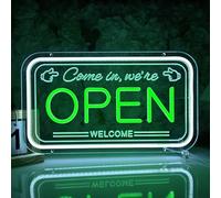 Britrio LED Open Sign for Business Window Advertisement Display Open Neon Sign for Bar Pub Cafe Restaurants Barber Shops Beauty Salon Wall Storefront Decor USB Powered with Dimmer Switch White Green