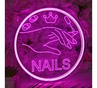 Britrio Nails Neon Sign Light Pink Nails Spa Beauty Salon Studio LED Wall Art Decor Sign for Business Stores Logo Barber Shops Office Birthday Party Gift Indoors 5V USB Powered with Dimmer Switch
