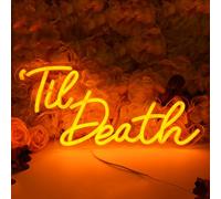 Britrio Til Death Neon Light Sign for Halloween Wedding Party Engagement Bridal Shower Banner,Bedroom Wall Decor Light 5V USB Powered with Switch 17 IN Orange