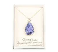 Britsh Fossils Aura Quartz Pendant - Beautiful, Sparkling Genuine Gemstone Crystal Necklace Unique Gift for Women (Purple)