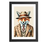 Britsh Gentleman Fox Print Artwork | Framed Picture or Unframed in A5, A4, A3 | Modern Animals Country Wall Art | Vibrant Matte Finish Artwork for Home Decor | Modern Fox Art Gifts