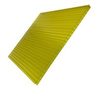 Britshield Yellow Multiwall Polycarbonate Roofing Sheet, 4mm, Cut to Size, UV Protected - Ideal for Greenhouses and Lean-tos