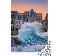 Brittany Coastal Town 1000 Piece Puzzle Home Decor for Senior Leisure Enthusiasts Brain Training Retirement Gift 38x26cm/1000pcs