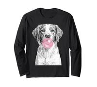 Brittany Dog Blowing Pink Bubblegum Bubble Long Sleeve T-Shirt