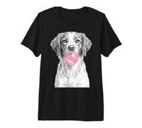 Brittany Dog Blowing Pink Bubblegum Bubble Premium T-Shirt