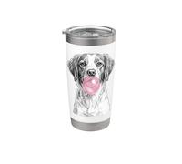 Brittany Dog Blowing Pink Bubblegum Bubble Stainless Steel Insulated Tumbler
