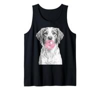 Brittany Dog Blowing Pink Bubblegum Bubble Tank Top
