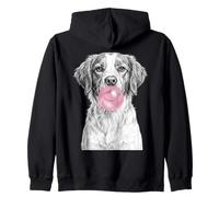 Brittany Dog Blowing Pink Bubblegum Bubble Zip Hoodie