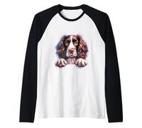 Brittany English Springer Spaniel Cocker Spaniels Dog Face Raglan Baseball Tee