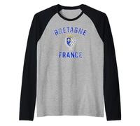 Brittany France Crest Distressed Print Raglan Baseball Tee