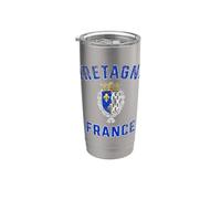 Brittany France Crest Distressed Print Stainless Steel Insulated Tumbler
